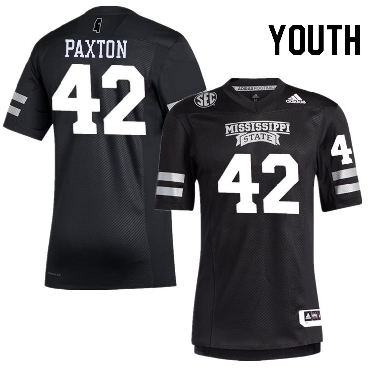 Youth #42 Samuel Paxton Mississippi State Bulldogs College Football Jerseys Stitched-Black